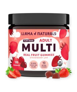 Kẹo vitamin từ thực vật hữu cơ cho người lớn vị dâu tây Llama Naturals lọ 120 viên - Lọ