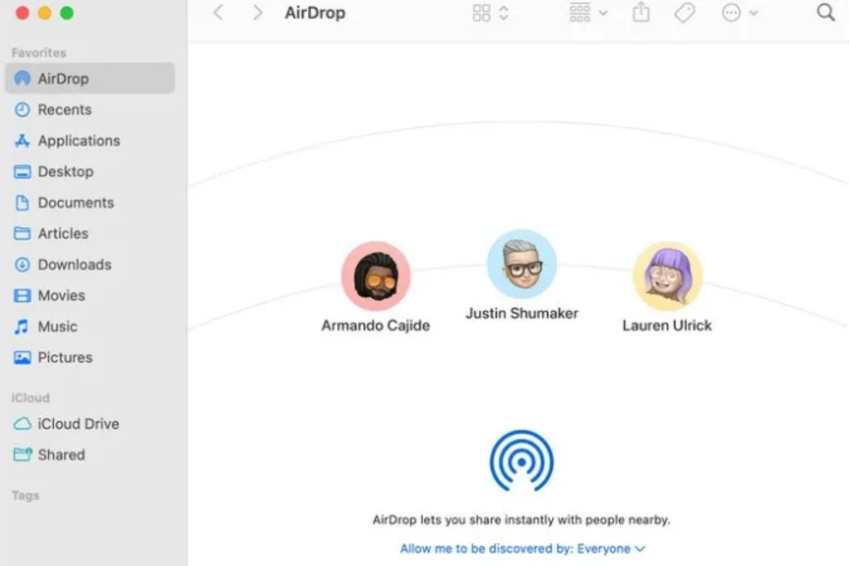 Bật AirDrop trên Macbook