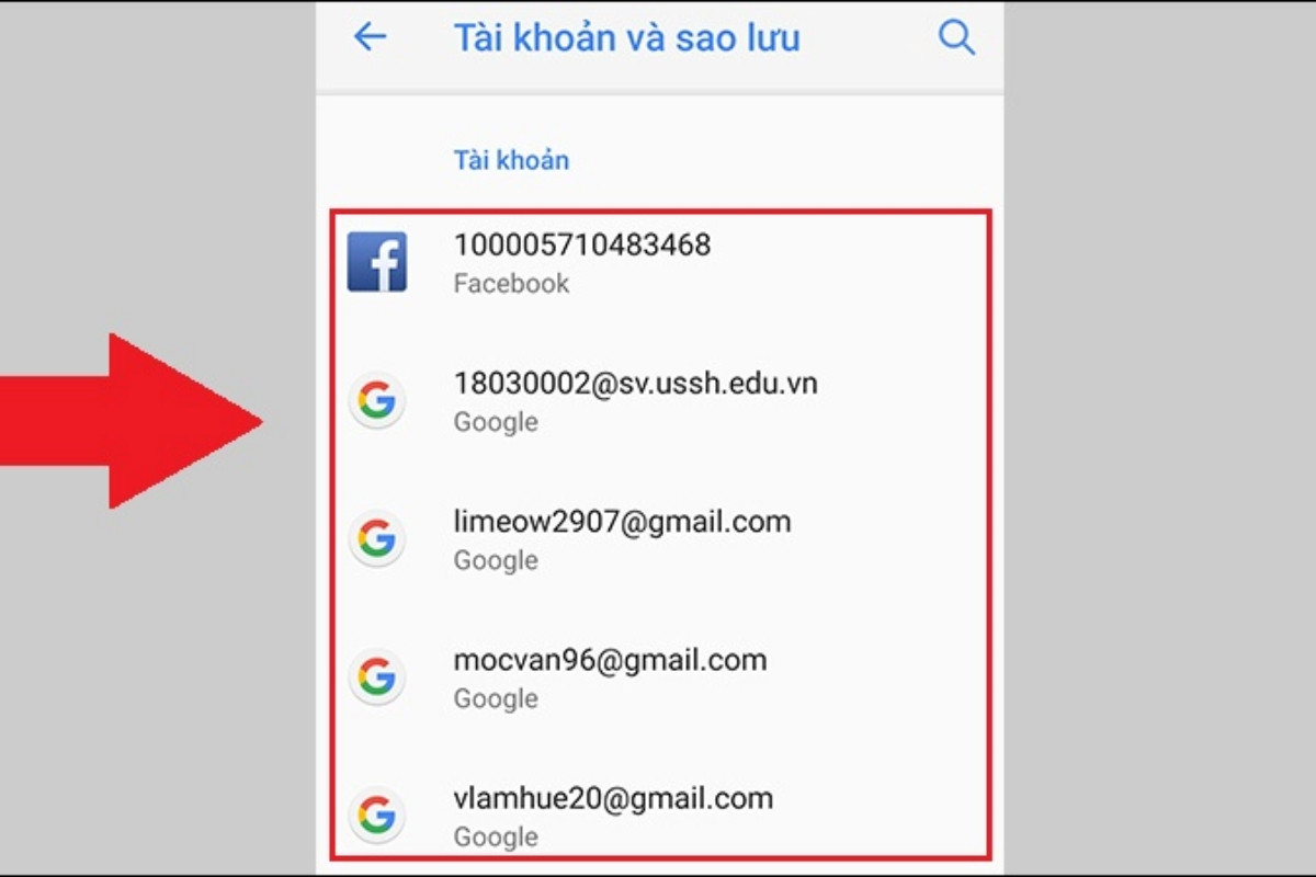 Chọn tài khoản Google