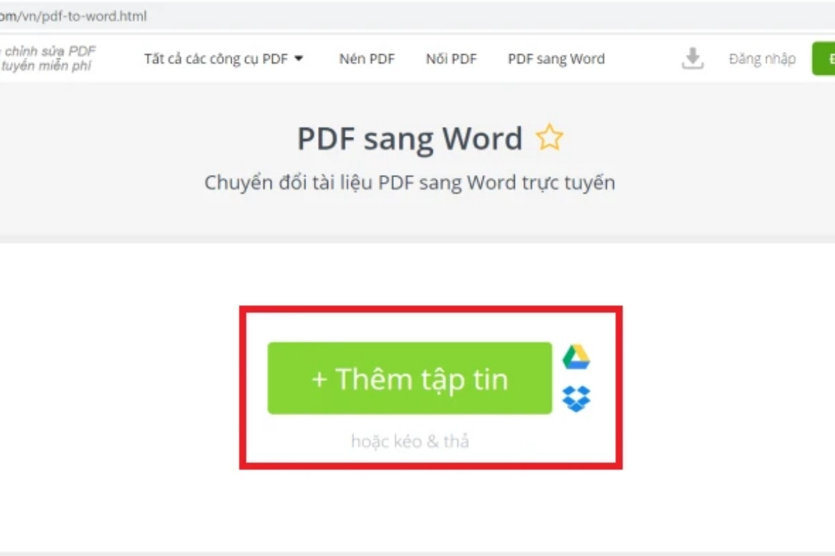 Nhấp vào nút Thêm tập tin và chọn file PDF bạn muốn chuyển đổi