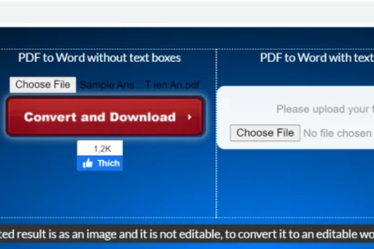 Nhấp vào nút Choose File và chọn file PDF bạn muốn chuyển đổi