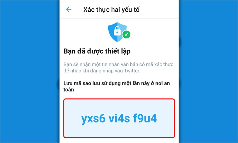 Kích hoạt xác thực 2 yếu tố thành công