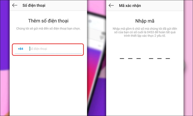 Nhập số điện thoại để đăng nhập Insta