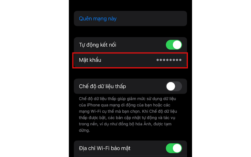 Mật khẩu iphone hiển thị tại đây