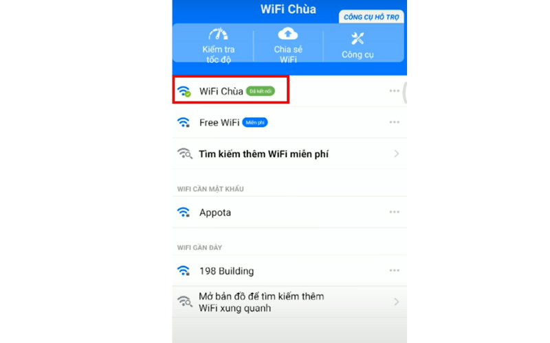 Chọn wifi mà bạn muốn truy cập và chọn Kết nối ngay