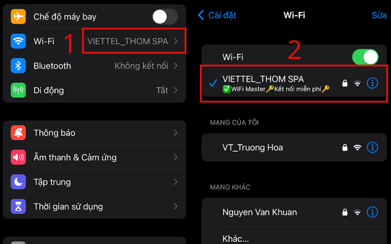 Bấm vào wifi bạn muốn chọn