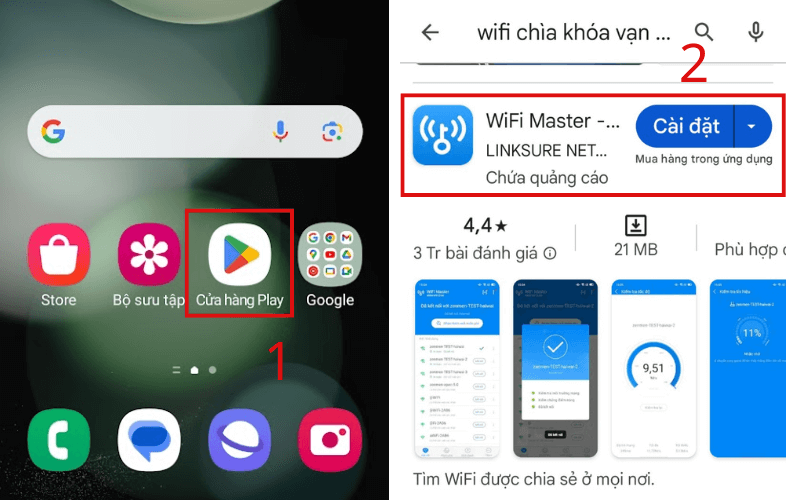 Tìm và cài đặt ứng dụng Wifi chìa khóa vạn năng trên CH Play