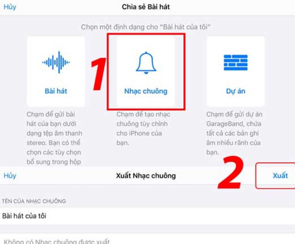 Bấm xuất để hoàn tất việc cài đặt nhạc chuông cho iPhone