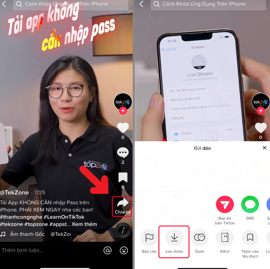 Mở ứng dụng TikTok và lưu video có chứa nhạc nền yêu thích