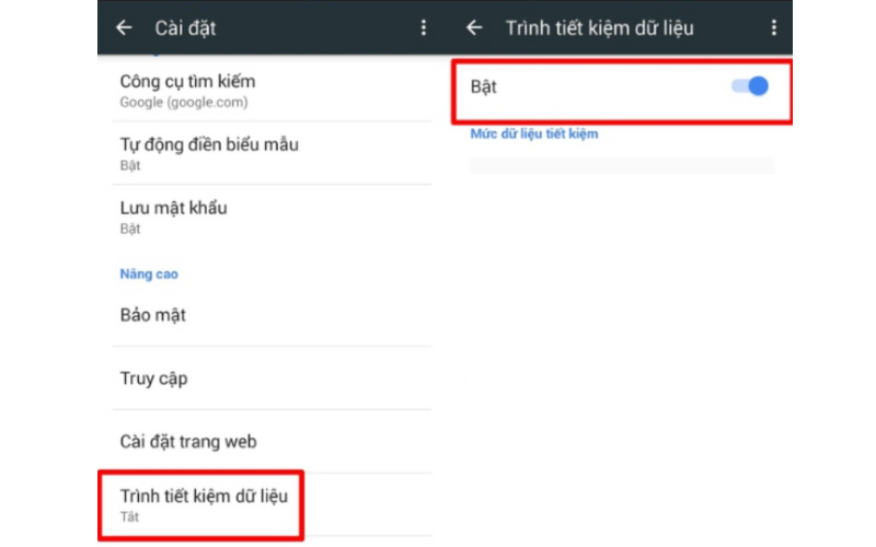 Bật trình tiết kiệm dữ liệu của điện thoại lên để chặn quảng cáo xuất hiện.