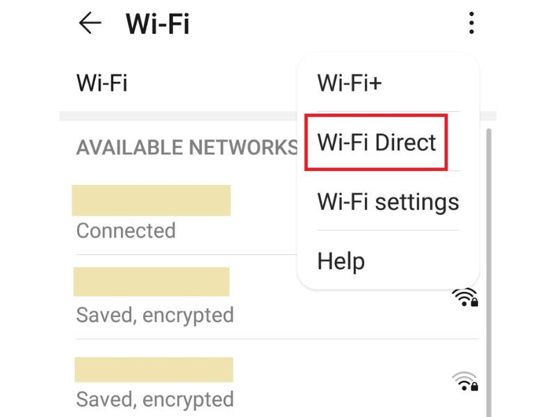 Sau đó chọn Wifi Direct và thiết lập để kết nối.