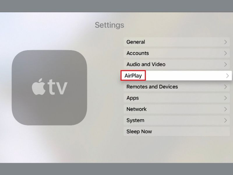 Trong Settings (Cài đặt), chọn AirPlay và bật tính năng này.