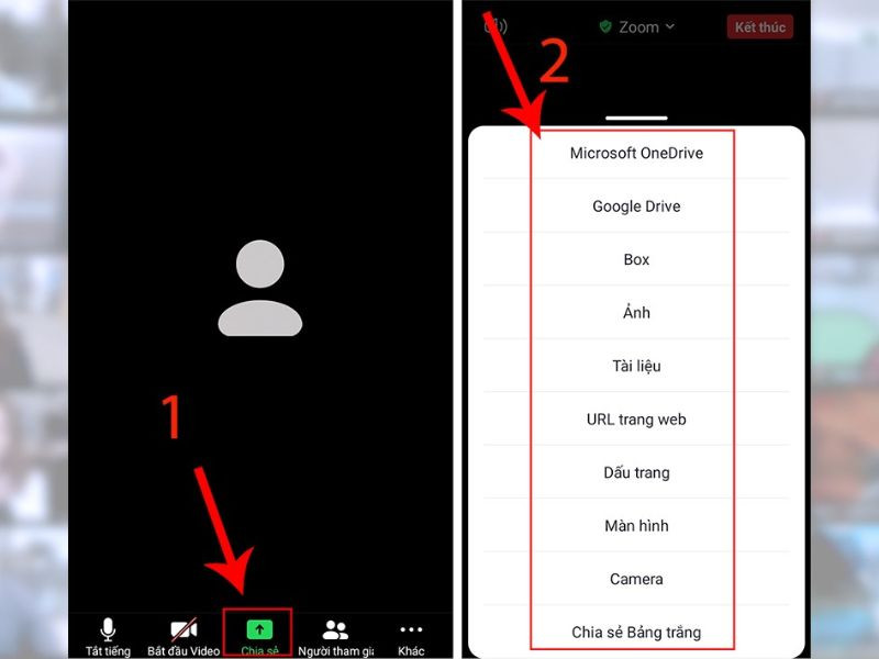 Sau khi bắt đầu cuộc trò chuyện trên Zoom, chọn mục Chia sẻ