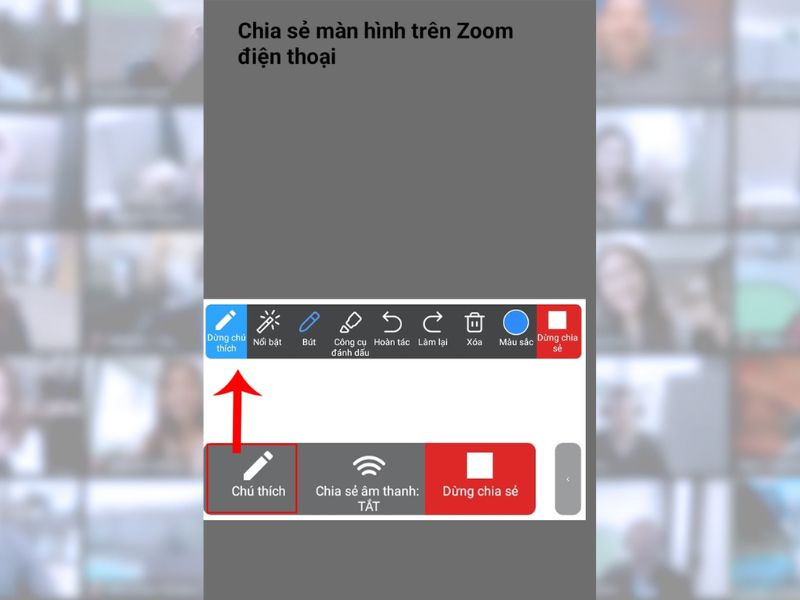 Các thanh công cụ tắt hỗ trợ khi chia sẻ nội dung trên Zoom