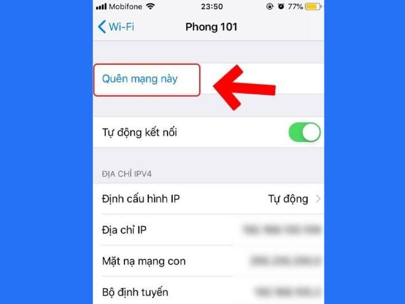 Nếu thiết bị nhận đã kết nối với mạng WiFi đó trong quá khứ, có thể thử quên mạng và kết nối lại