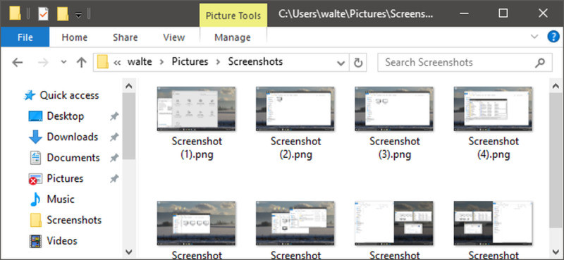 Hình ảnh chụp màn hình sẽ được tự động lưu trong thư mục "Screenshots