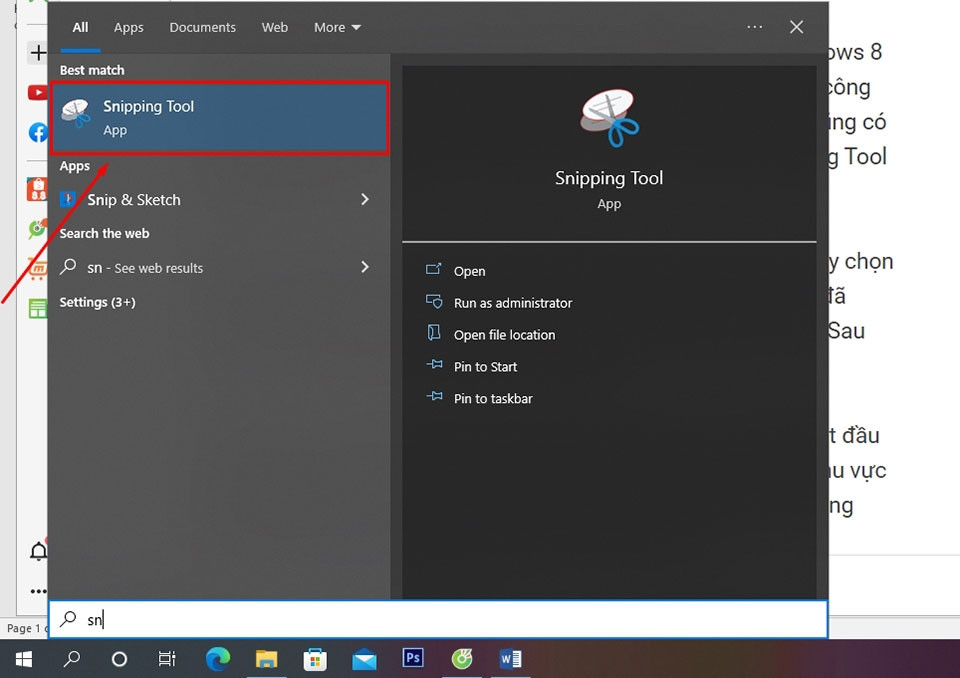 Sử dụng công cụ Snipping Tool để chụp màn hình máy tính nhanh chóng