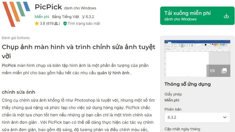 PicPick là một công cụ miễn phí và mạnh mẽ cho phép bạn chụp màn hình cuộn