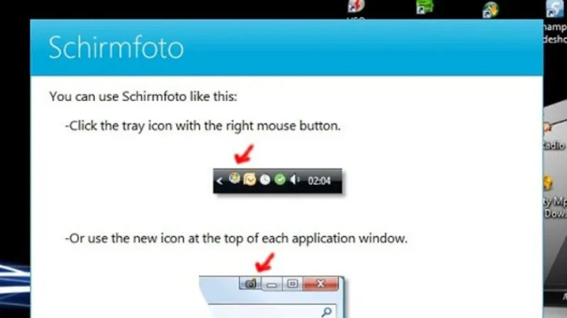 Khởi động phần mềm Schirmfoto bằng cách tìm biểu tượng của nó trên thanh tác vụ
