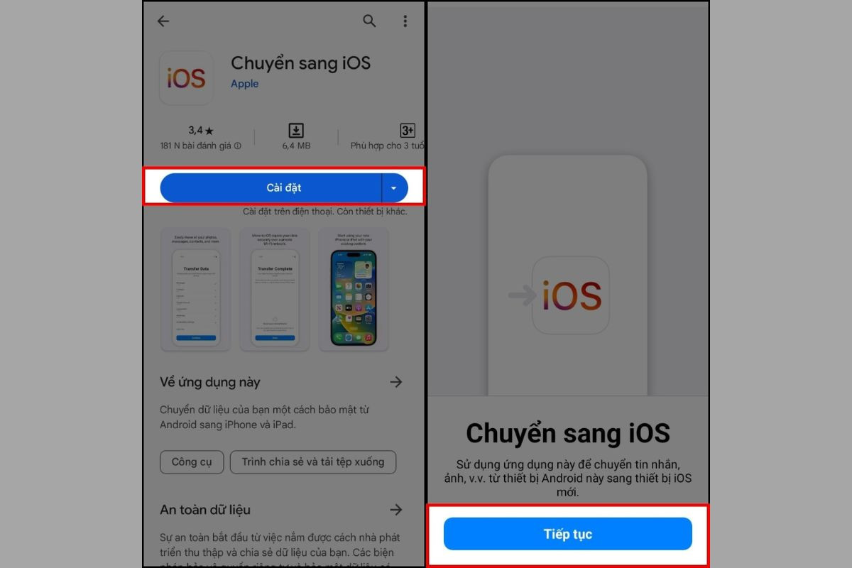 Cài đặt và khởi động ứng dụng Move to iOS trên điện thoại Android