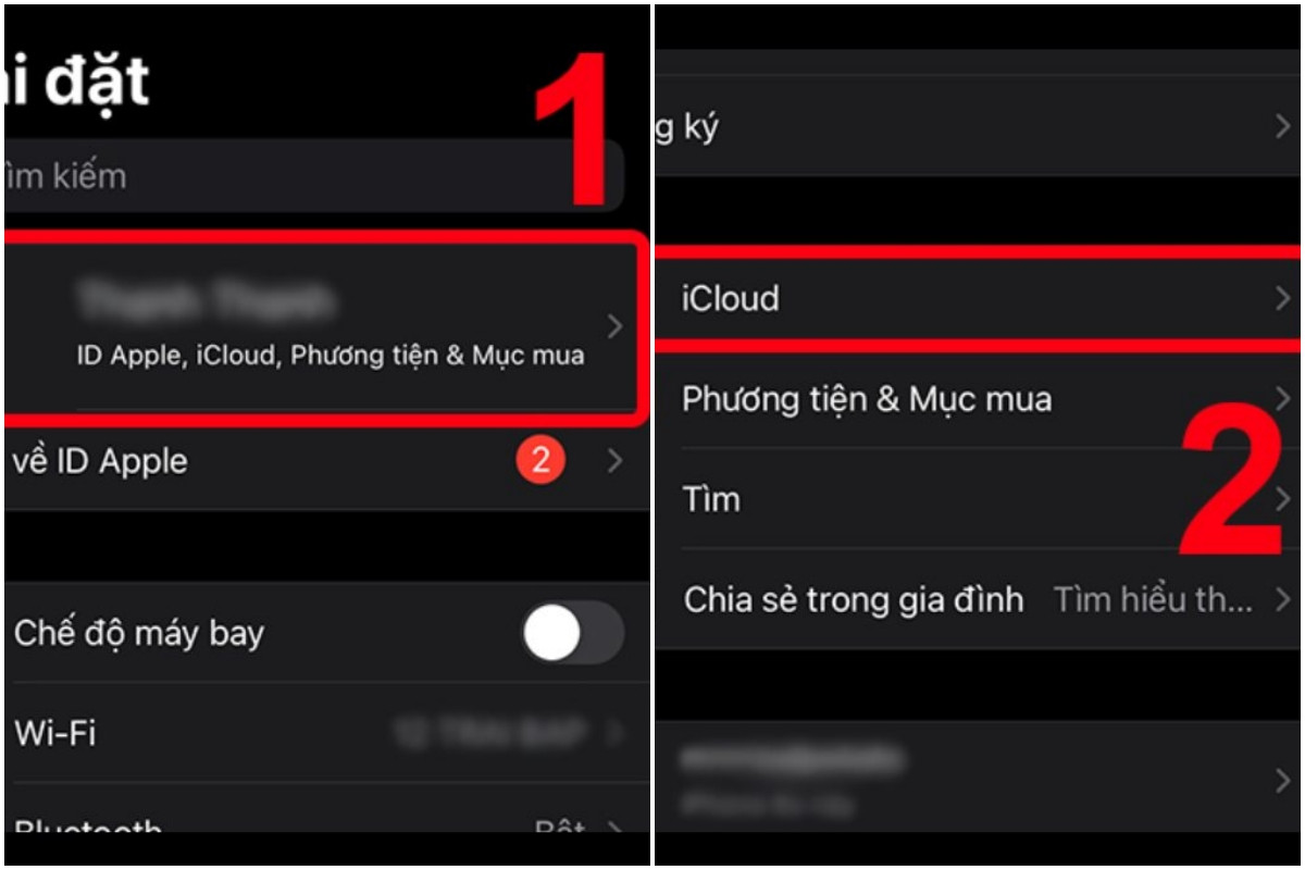 Chọn vào Apple ID của bạn