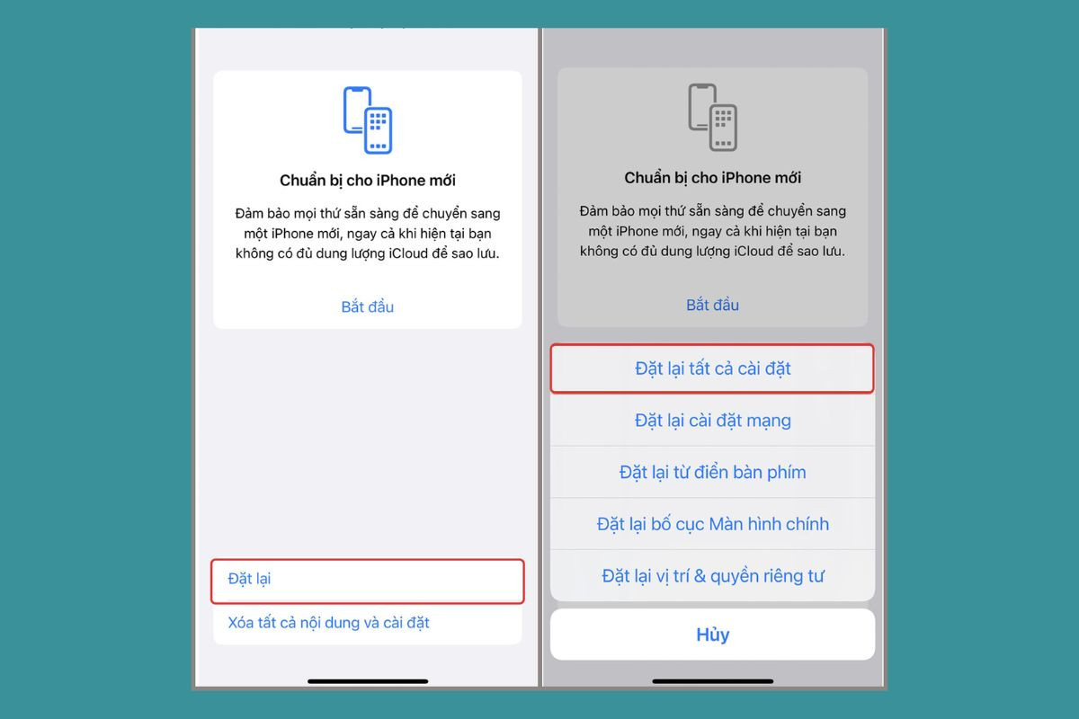 Đặt lại cài đặt gốc cho thiết bị iPhone mới