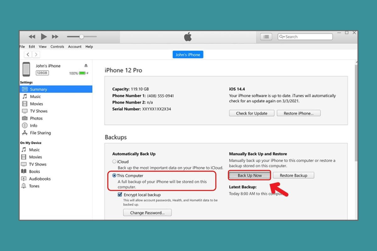 Tick chọn This Computer và nhấn Back Up Now để lưu trữ dữ liệu