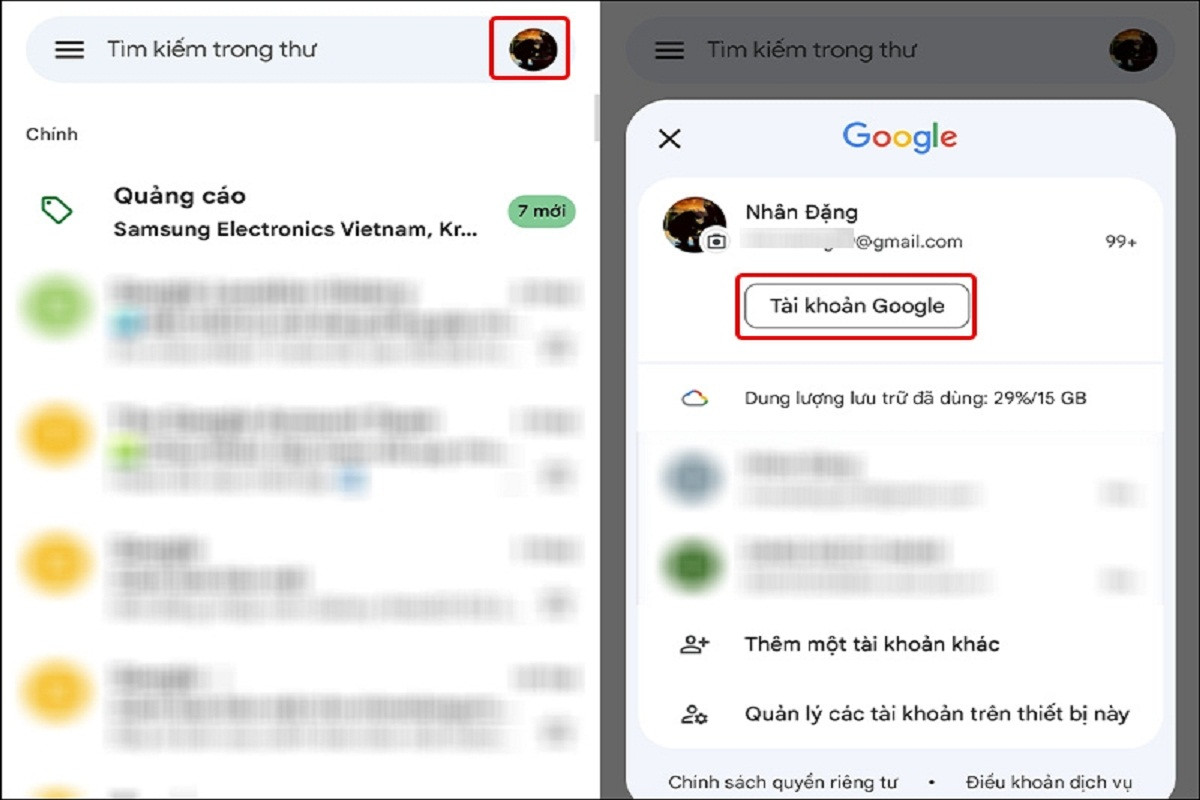 Cách đăng xuất Gmail trên điện thoại Android