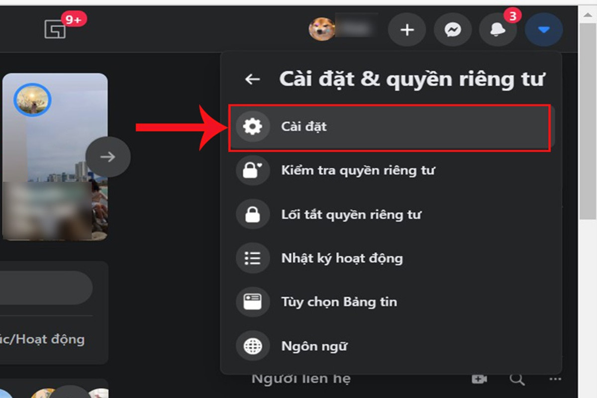 Bạn nhấn chọn Cài đặt