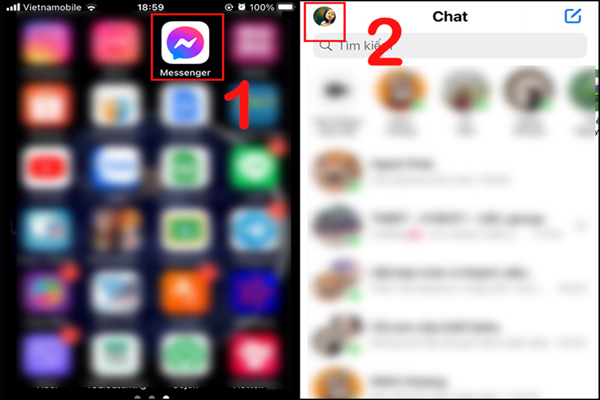 Truy cập ứng dụng Messenger trên điện thoại iPhone