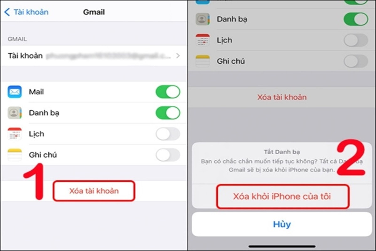 Tiến hành xóa tài khoản khỏi điện thoại iphone