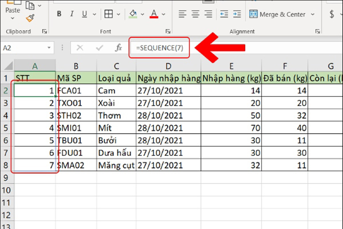 Cách sử dụng hàm "=SEQUENCE" để đánh số thứ tự tự nhảy trong Excel