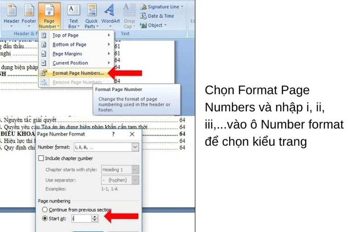 Chọn Page Number trong thẻ Insert