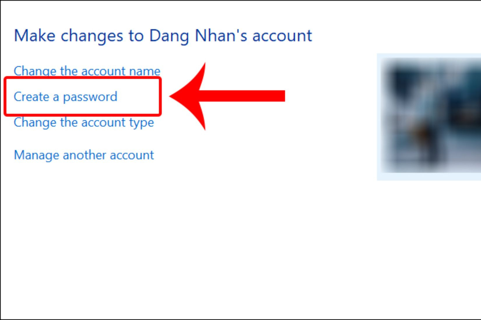 Nhấn vào Create a password