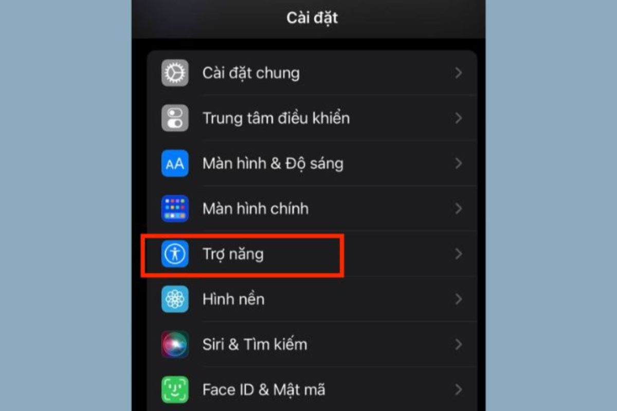 Mở Cài đặt và chọn Trợ năng
