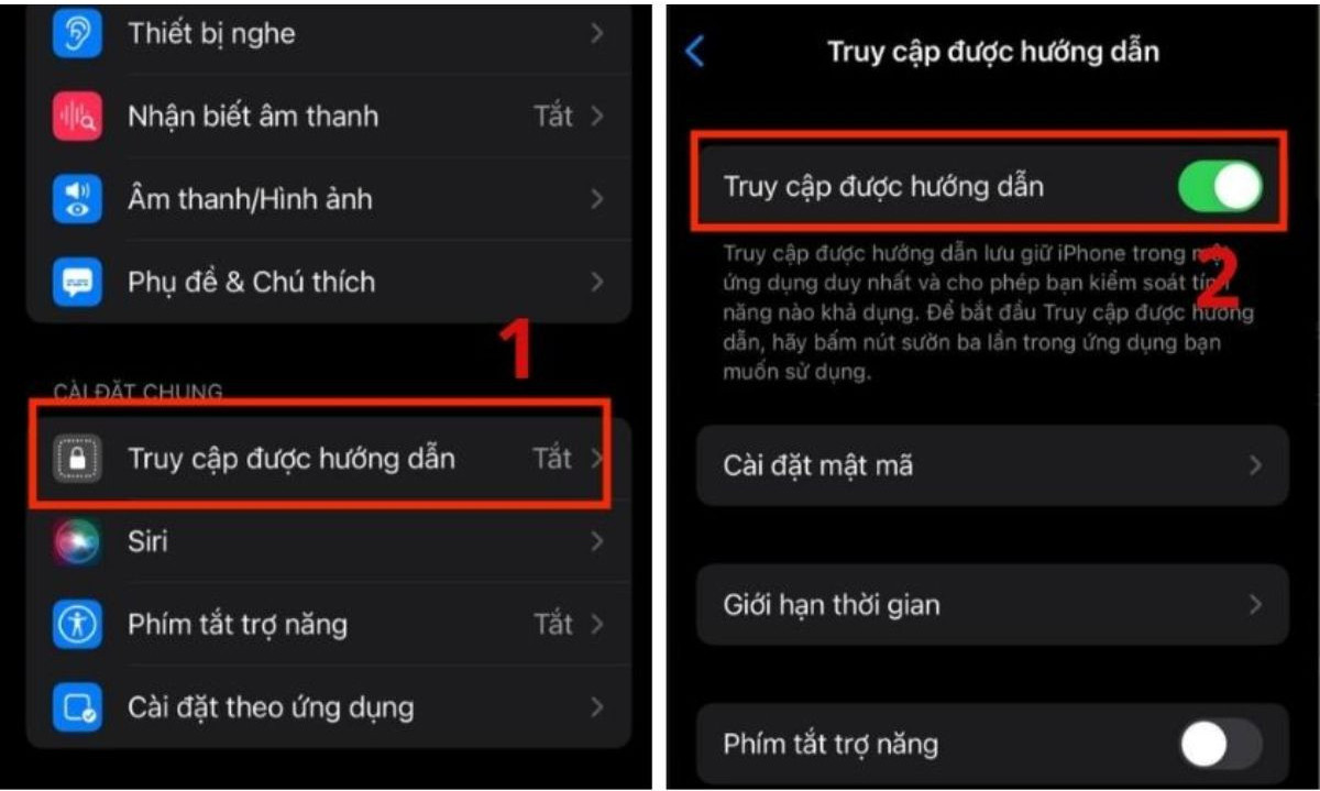 Nhấn vào Truy cập được hướng dẫn