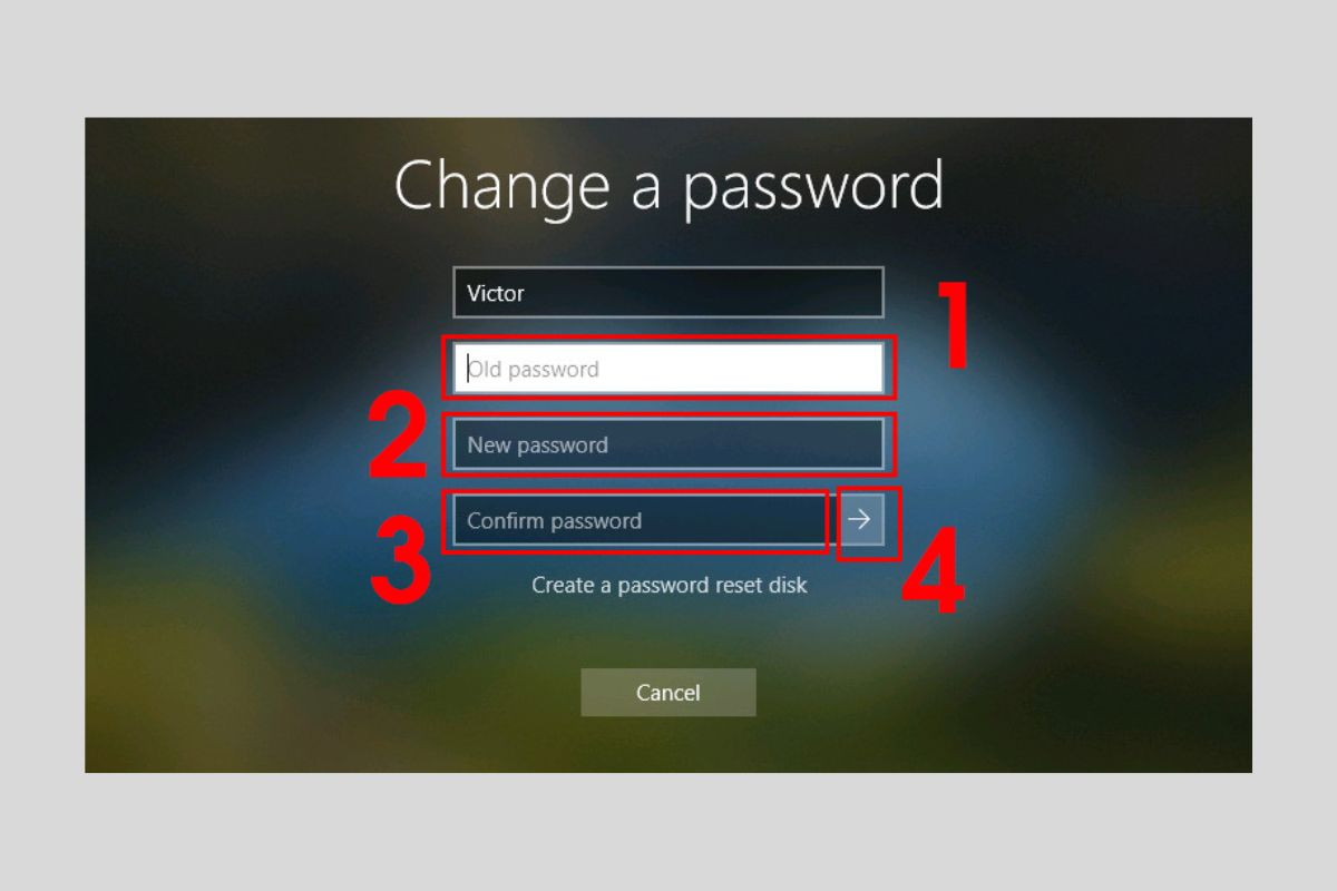 Nhập mật khẩu mới vào ô New password và xác thực lại mật khẩu