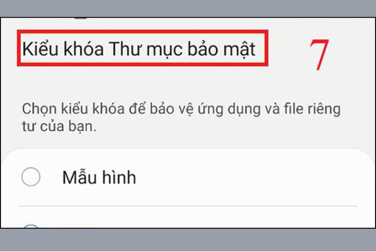 Chọn mục Kiểu khóa Thư mục bảo mật