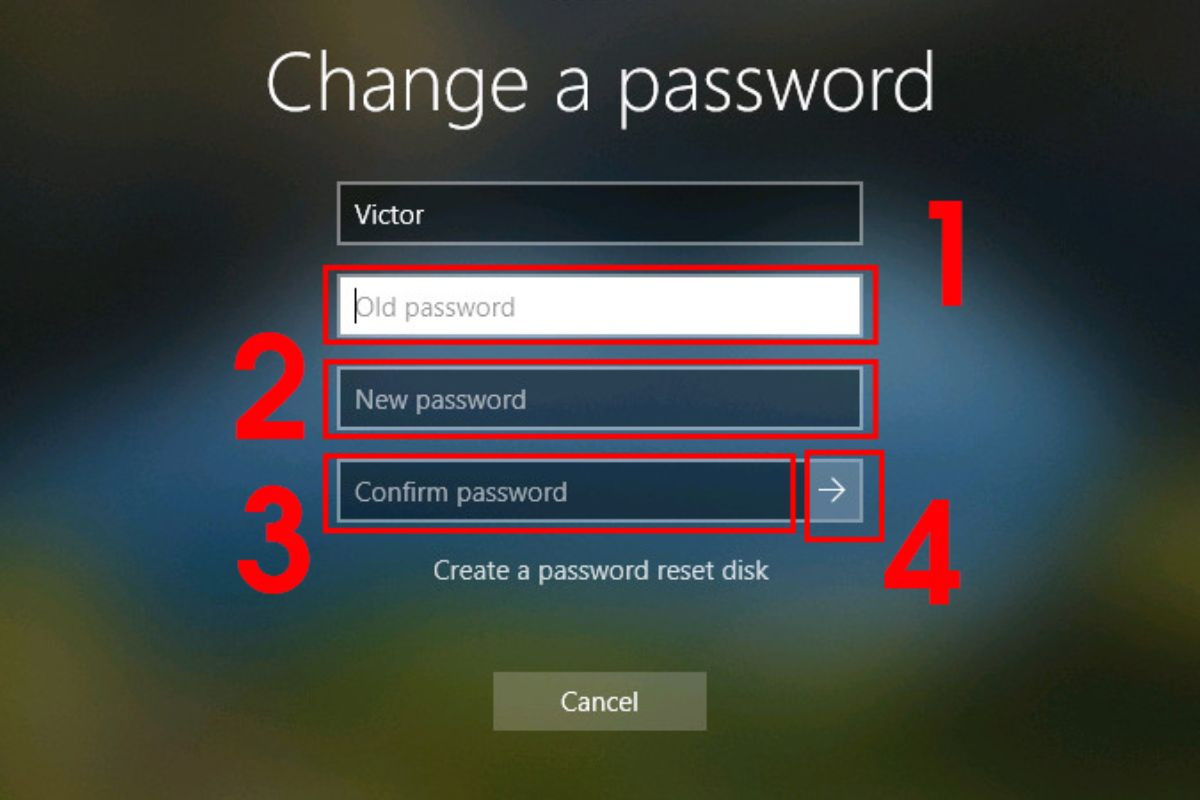 Nhập mật khẩu mới vào ô New password và xác nhận lại