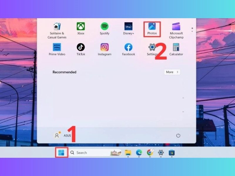 Mở Start Menu và chọn Photos.
