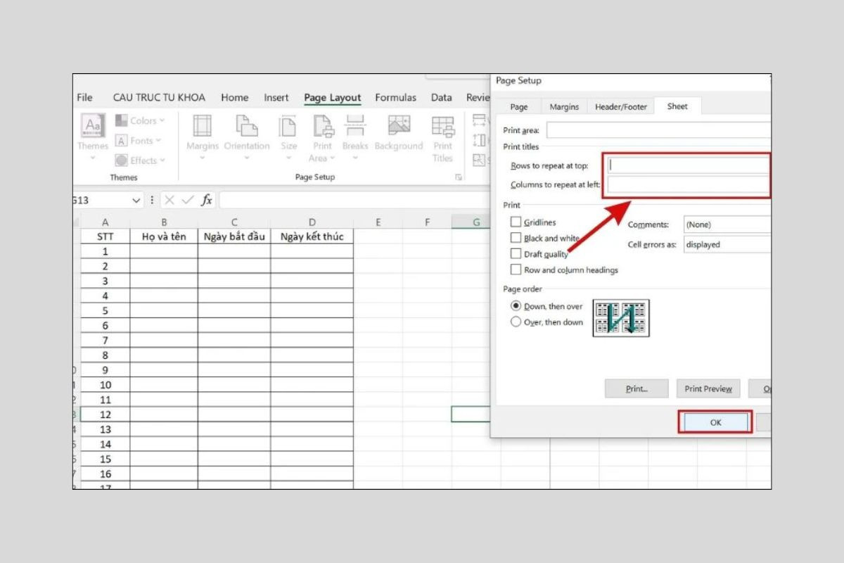 Các bước xóa lặp lại tiêu đề trong Excel chi tiết từ A - Z