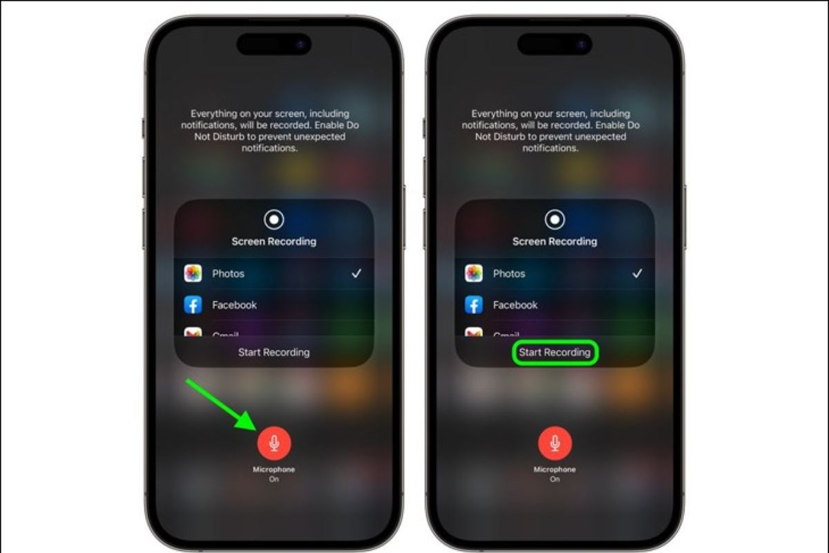 Để thu video ghi màn hình có tiếng, bạn cần nhấn biểu tượng Micro trước khi nhấn Bắt đầu ghi
