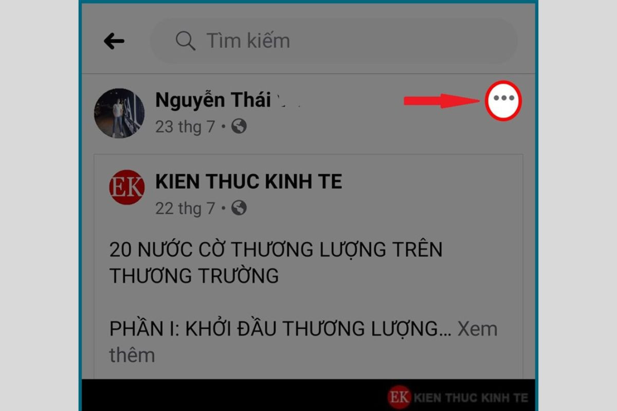 Nhấn chọn vào dấu ba chấm ở bài viết muốn thay đổi quyền riêng tư