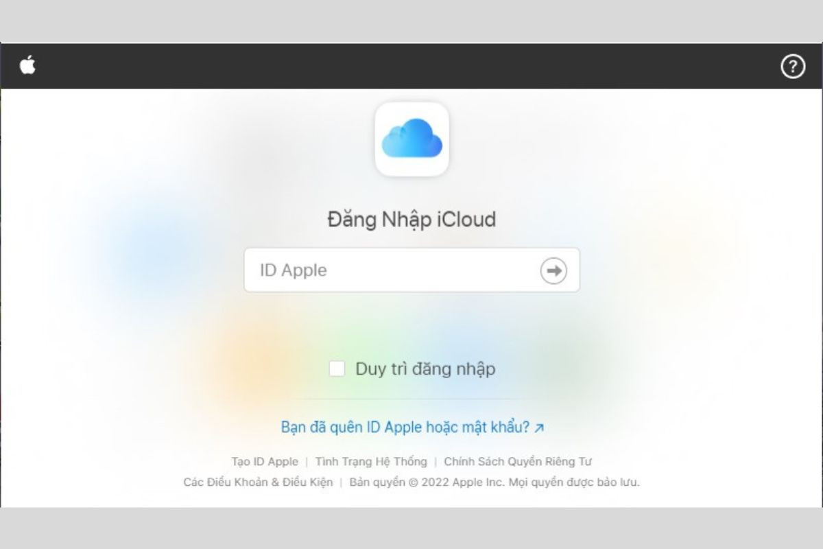 Đăng nhập tài khoản iCloud cá nhân