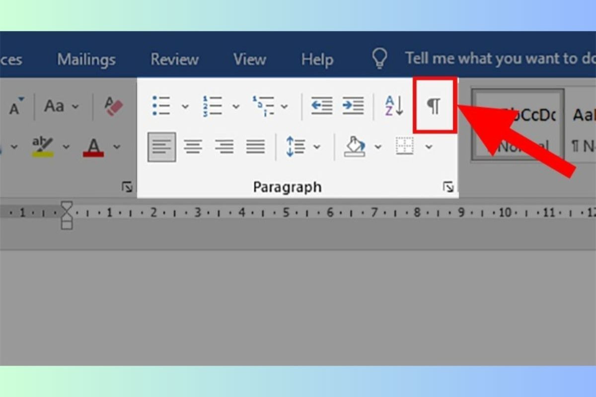Mở Paragraph rồi nhấn chọn ký tự ¶ để ký tự xuống dòng xuất hiện