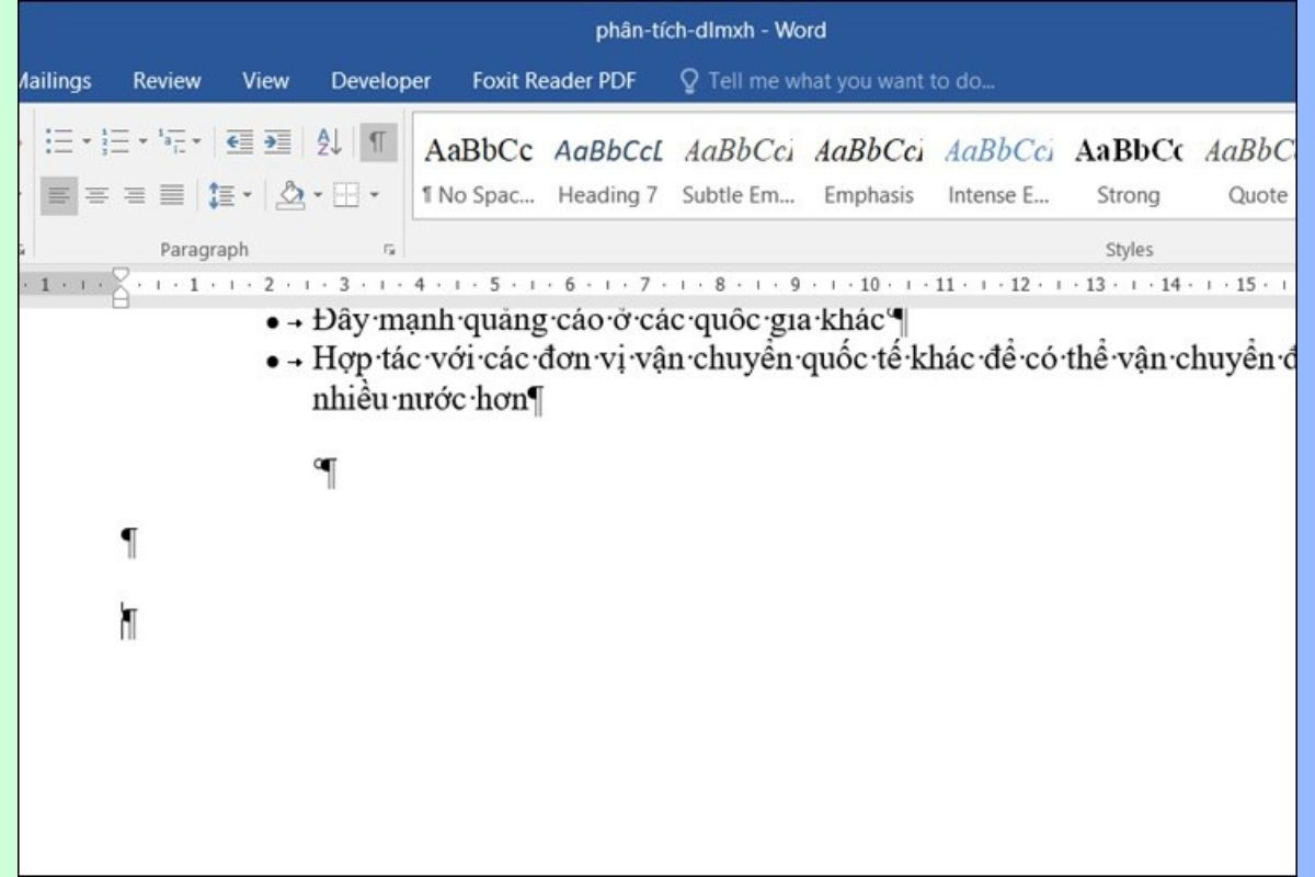 Nhấn tổ hợp phím Ctrl + End rồi nhấn tiếp tổ hợp phím Ctrl + Shift + * để hiển thị ký tự ¶