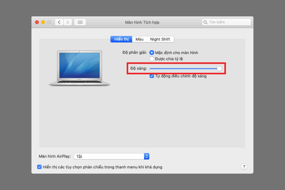 Dùng thanh trượt để điều chỉnh độ sáng màn hình máy tính phù hợp