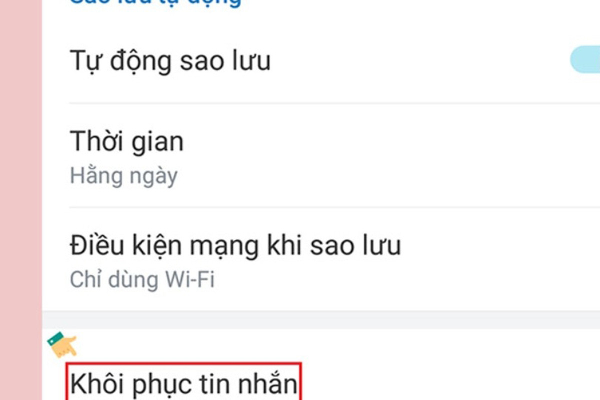 Chọn "Khôi phục tin nhắn"