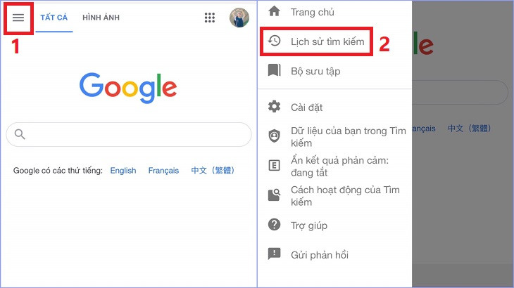 Xoá lịch sử đã xem trên Google trực tiếp trên ứng dụng Google