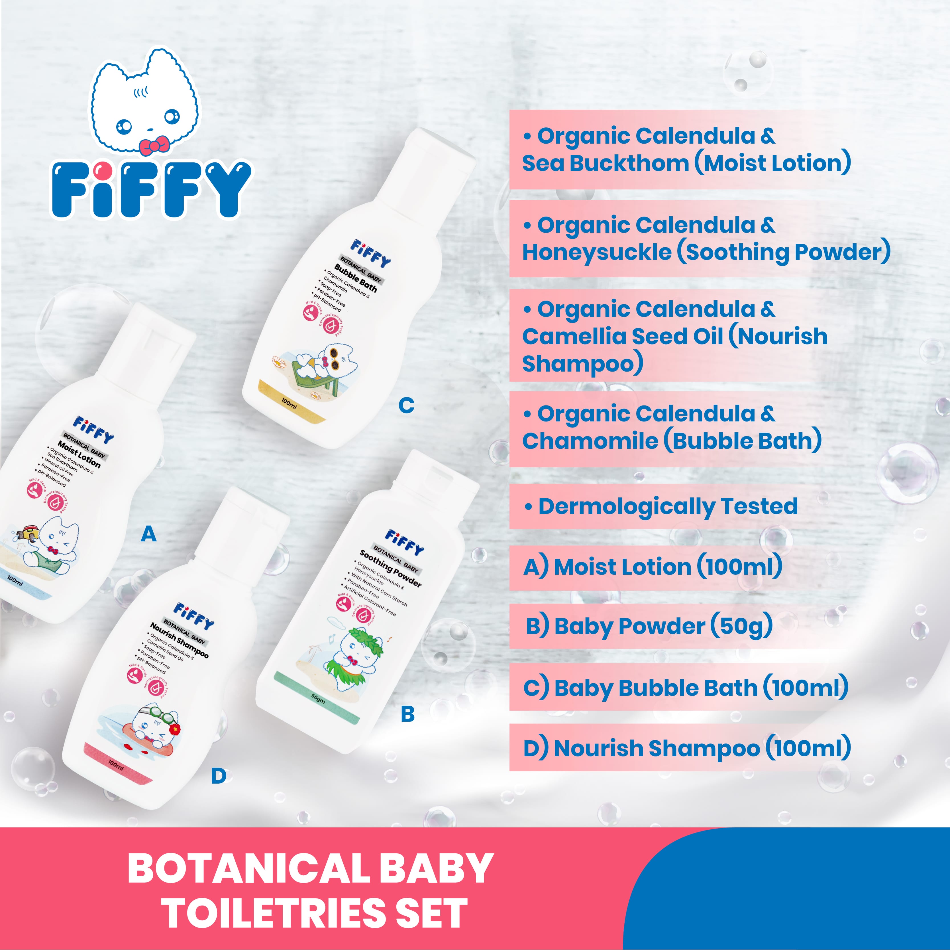 Original Fiffy Baby Toiletries Gift Set (4in1 Box),set mandian bayi